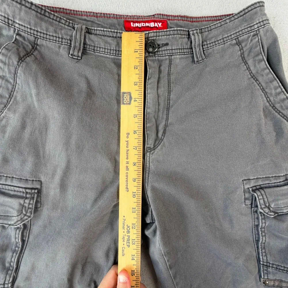 Unionbay Men Grey Cotton Stretch Multi Pocket Cargo Shorts Size 32 Workwear Y2K